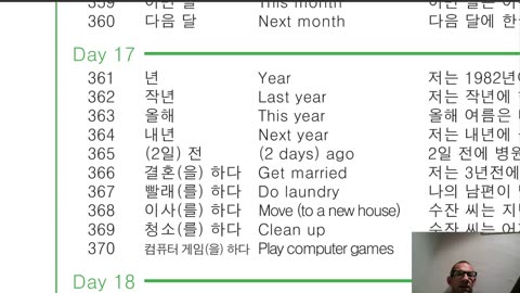 Korean Practice; first vocab sheet, "beginner", Part 2