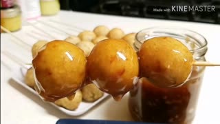 HOME MADE FISH BALL AND FISH BALL SAUCE. YUMMYLICIOUS SNACKS FOR YOU.