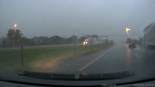 Vehicle Hydroplanes, Collides with Cable Barrier