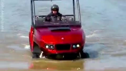 All-terrain amphibious four-wheeler. This Car Is Also A Boat!