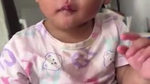 Baby has hilarious reaction to her first sips of lemonade