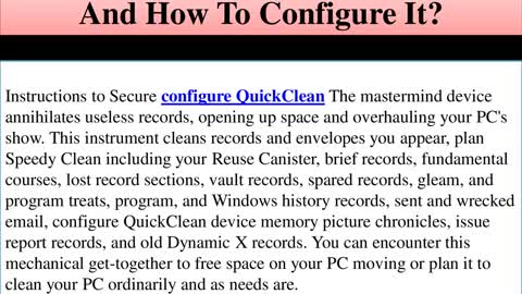 What is McAfee Quick Clean Tool and How to configure it?