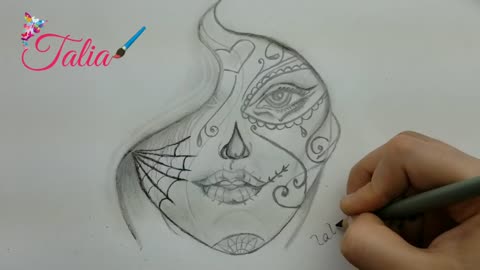 Painting a Catrina in pencil