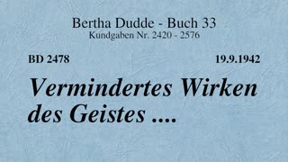 BD 2478 - VERMINDERTES WIRKEN DES GEISTES ....