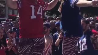 Guy and girl dancing on table fall down