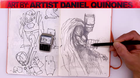 Vol.3 Time-Lapse Pencil Drawing without lifting Pencil of Batman - Art by: - Artist Daniel Quinones