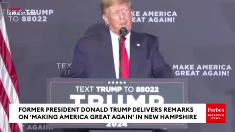 JUST IN_ Trump Mocks Biden's 'Prepackaged Video' Announcement Of 2024 Reelection Bid In NH Speech