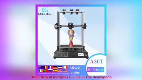 ☑️ Geeetech A30T Large 3d printer multi color 3 extruder Dual z axis, 320x320x420, High precision