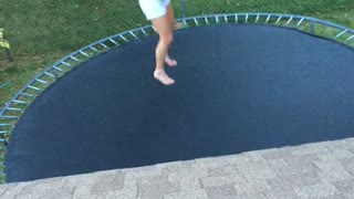 Back Flip on Trampoline Sends Girl to the Ground