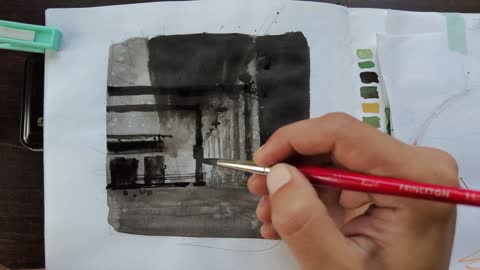 Teach you how to paint a lonely and silent subway station with watercolor X