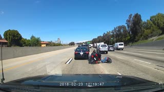 Motorcycle Rider Lands on His Face