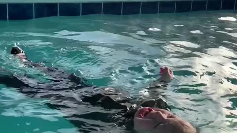 Baby Passes Test Of Jumping Into Pool With Clothes On