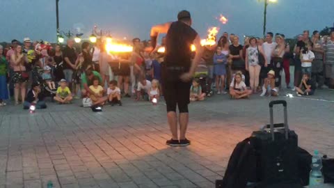 Street Performance With Flames