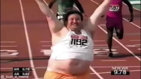 Fat guy wins the Olympic Race by Stomach Gas