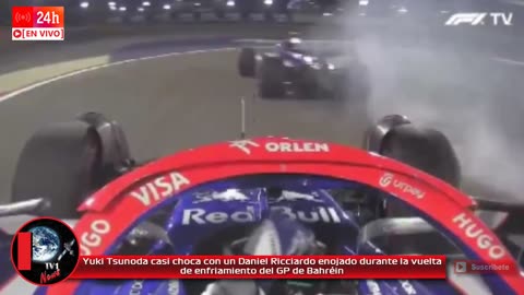 Yuki Tsunoda casi choca con un Ricciardo furioso durante la vuelta de enfriamiento del GP de Bahréin