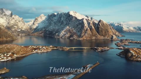 Lofoten Islands In Winter From Drone [1080HD] #2