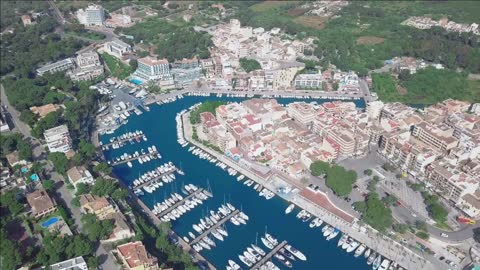 aerial view landscape of the beautiful bay of cala anguila with a wonderful turquoise sea porto