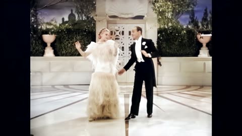 Fred Astaire Ginger Rogers Top Hat 1935 scene 2 colorized remastered 4k
