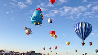 Hot air balloons take off