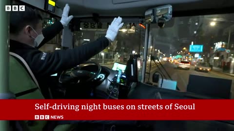 South Korea: Self-driving night buses onstreets of Seoul | BBC News
