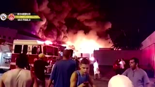 Massive fire breaks out at Brazil warehouse