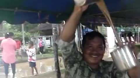 Amazing video of a guy making ice coffee.