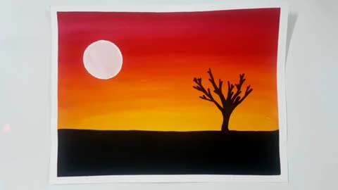 Sunrise / Easy acrylic painting for beginners / PaintingTutorial / Painting  ASMR 