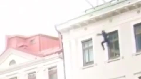 A man jumps from a balcony 😅