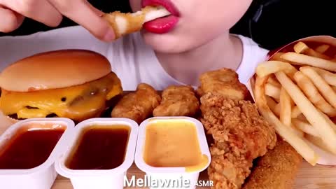 ASMR MCDONALDS BTS MEAL *TRIPLE CHEESEBURGER, FRIES, CHICKEN NUGGETS, CHEESE STICK