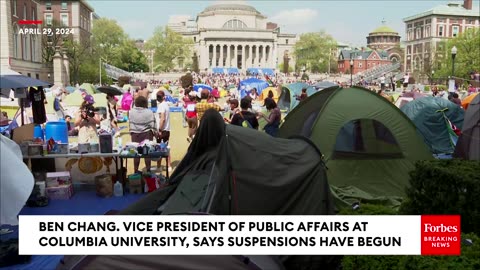 BREAKING NEWS Columbia University Announces Suspensions Of Protesters At Encampment Have Begun