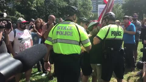 Aug 19 2017 Boston free speech rally 1.4 Antifa calling Trump supporter a Nazi, swearing at him