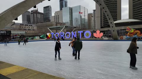 Skating at Nathan Phillips Square Toronto Ontario Canada 11 27 2023