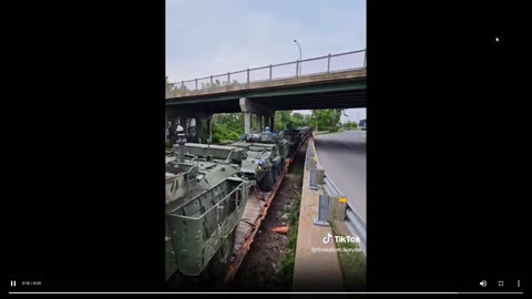 Alert! Full train of military armor & equipment deloyed to Montreal, Canada for unloading