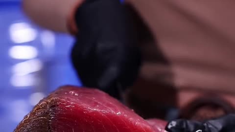 Who dares to eat well done tuna steak Spicy Teriyaki Bluefin🔥#ShowUrGrillSkillz #foodtoks #tunasteak
