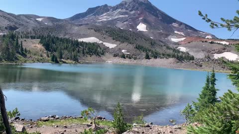 Central Oregon - Three Sisters Wilderness - Camp Lake framed by South Sister Summit