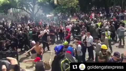 April 15 2017 Battle for Berkeley III 1.11 Antifa drag away a man and beat him, while police do nothing