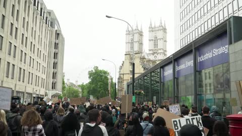 London Black Lives Matter Protesters Marching Towards Westminster Abbey