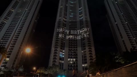 Congratulatory messages were seen in Miami, New York, Rome and Madrid for Putin’s birthday.