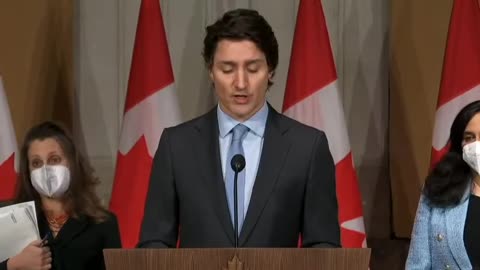 Justin Trudeau says Canada stands against authoritarianism as he announces sanctions against Russia