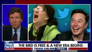 Tucker Carlson celebrates Elon Musk’s takeover of Twitter.