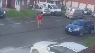 Pigeon Chases Man Down Street
