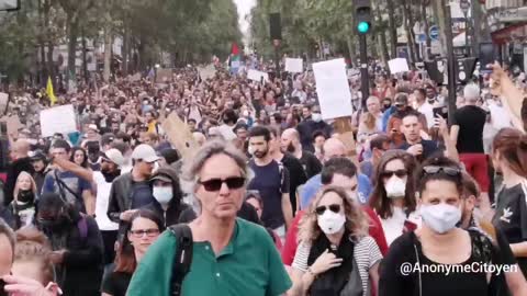 Mandatory Vax Protest in Paris France
