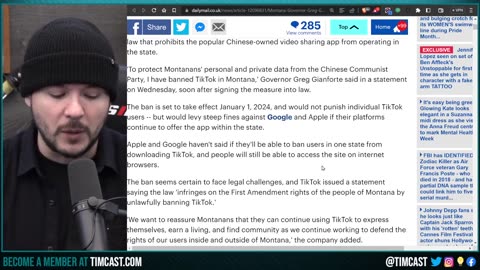 Montana Has BANNED TikTok, Left Is FURIOUS As Chinese App gets NUKED, Gov Will FINE Apple And Google