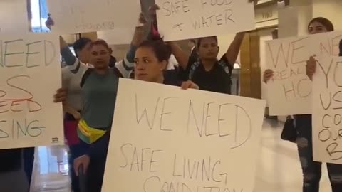 Illegal immigrants protested in Chicago, demanding jobs and housing.