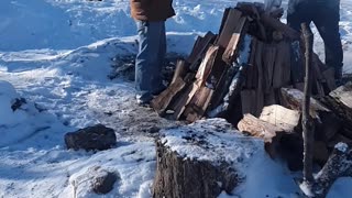 Building our fire for the Lakota Sweat Lodge