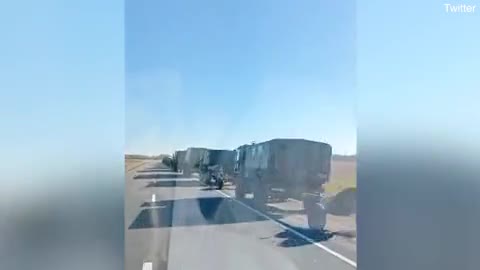 Belarusian military vehicles sighted in Kobryn near Ukraine border