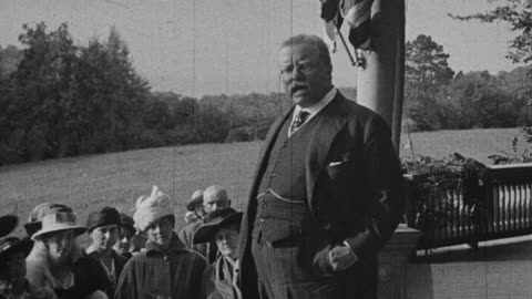 Theodore Roosevelt Speaking At Sagamore Hill (1916 Original Black & White Film)
