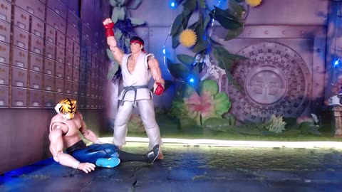 Ryu and Ken vs Tiger Mask and Sagat - Tag Team Stop Motion Fight