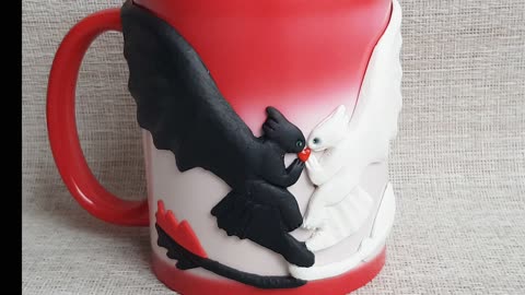 Magic mug Lovers Toothless and Light Fury. Cup chameleon with decor How to train your dragon HTTYD