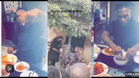 Burna Boy Pounding Fufu With A Woman In The Street